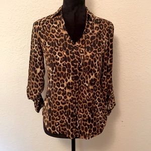 Express Leopard Portofino Blouse